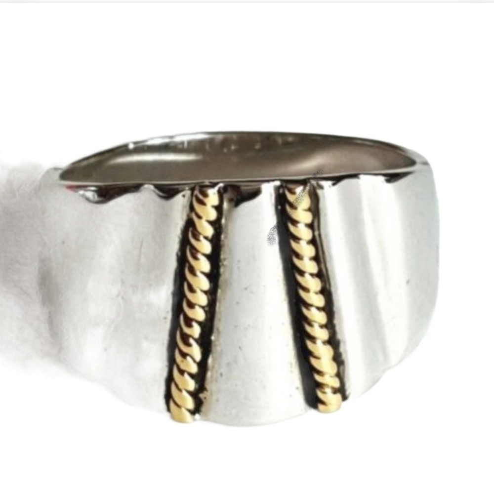 Silver gold  Cocktail Bohemian Band Ring Size 11 *